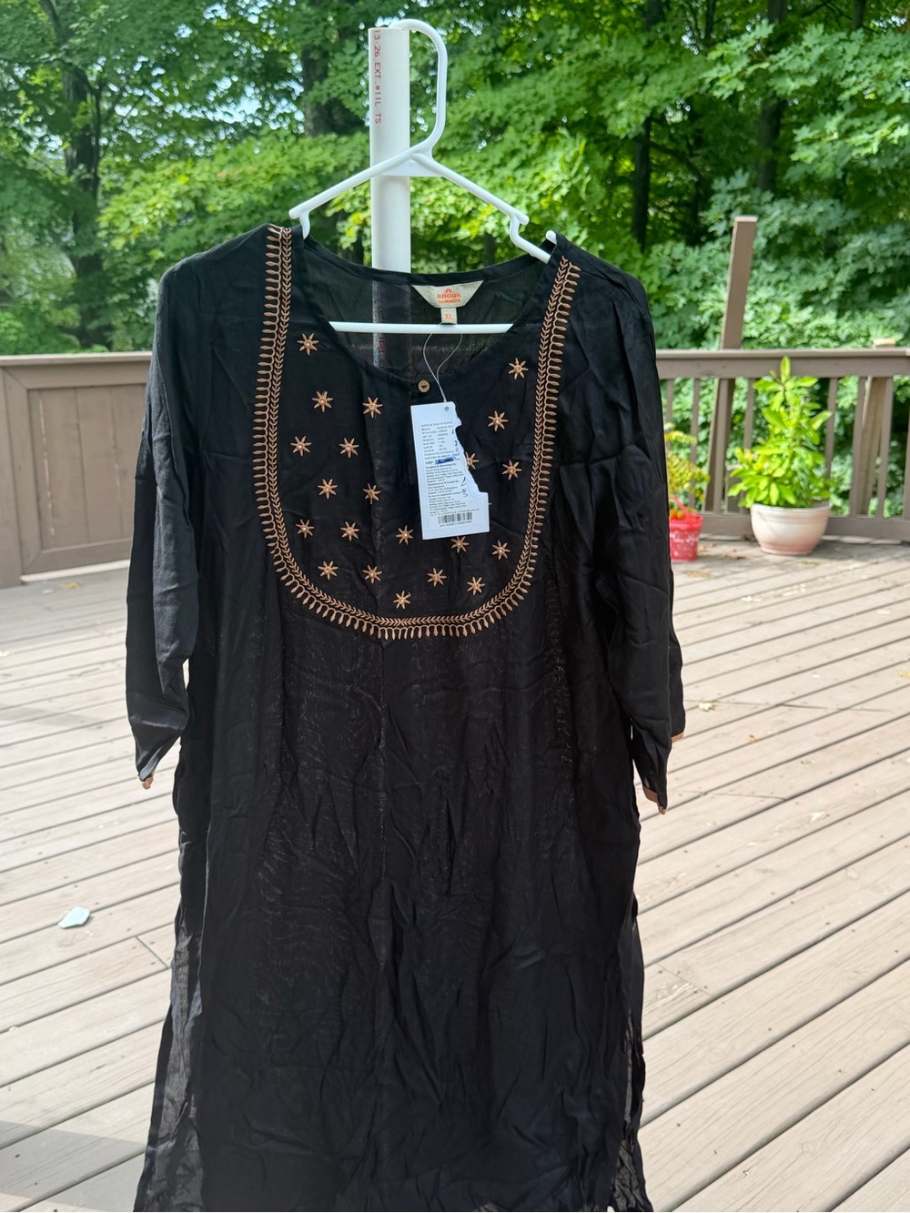 Black Embroidered Women's Tunic Top - Boho Star Stitch will fit size 4/6 women
